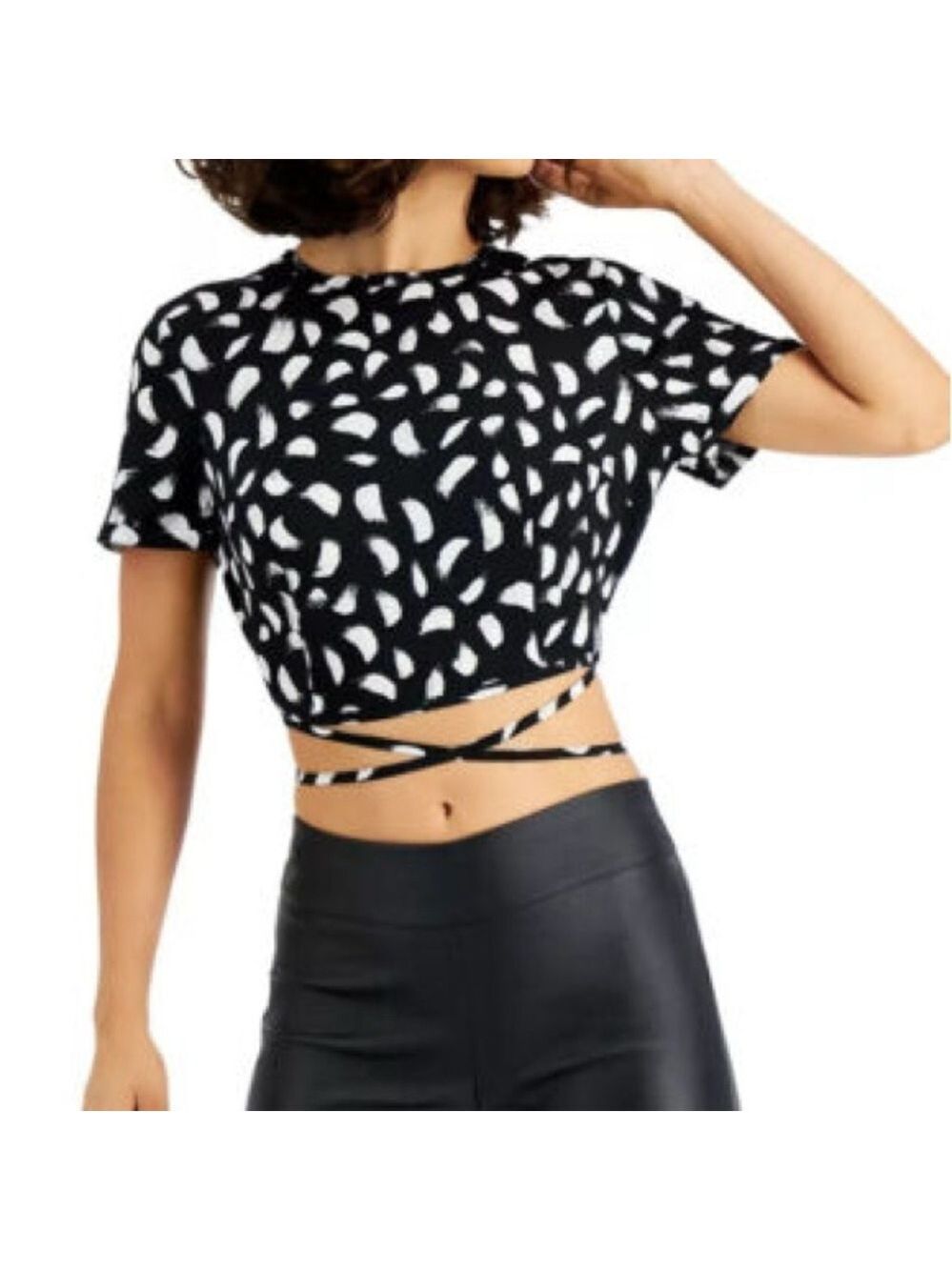 BAR III xl Black and White Women's Wrap Top Blouse Shirt​